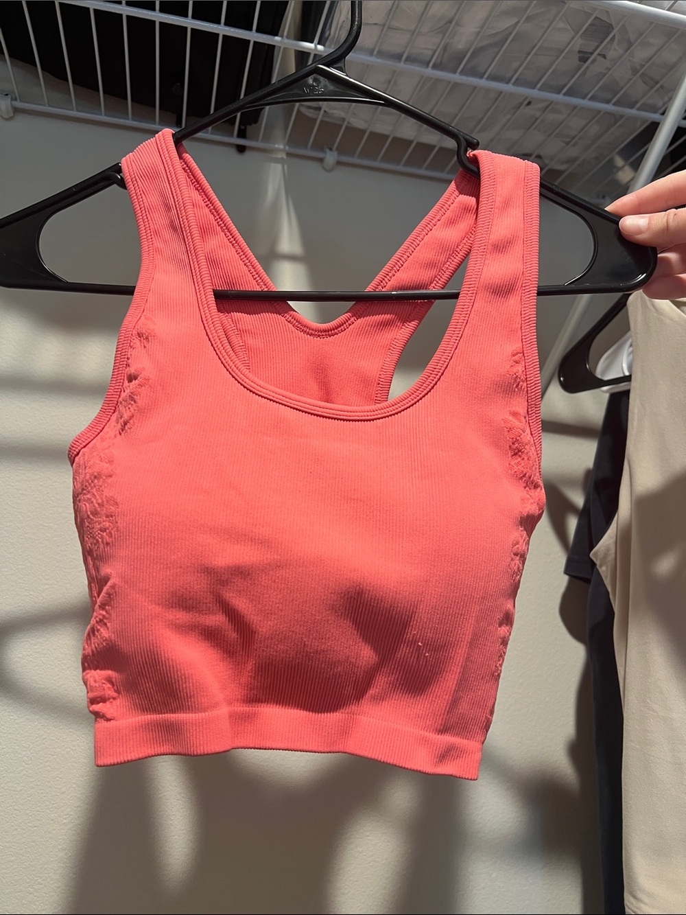 90 Degree By Reflex Coral Seamless Ribbed Racerback Sports Crop